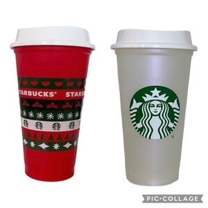 Starbucks Holiday & Traditional Plastic Reusable Tumbler Cups Bundle 16 oz